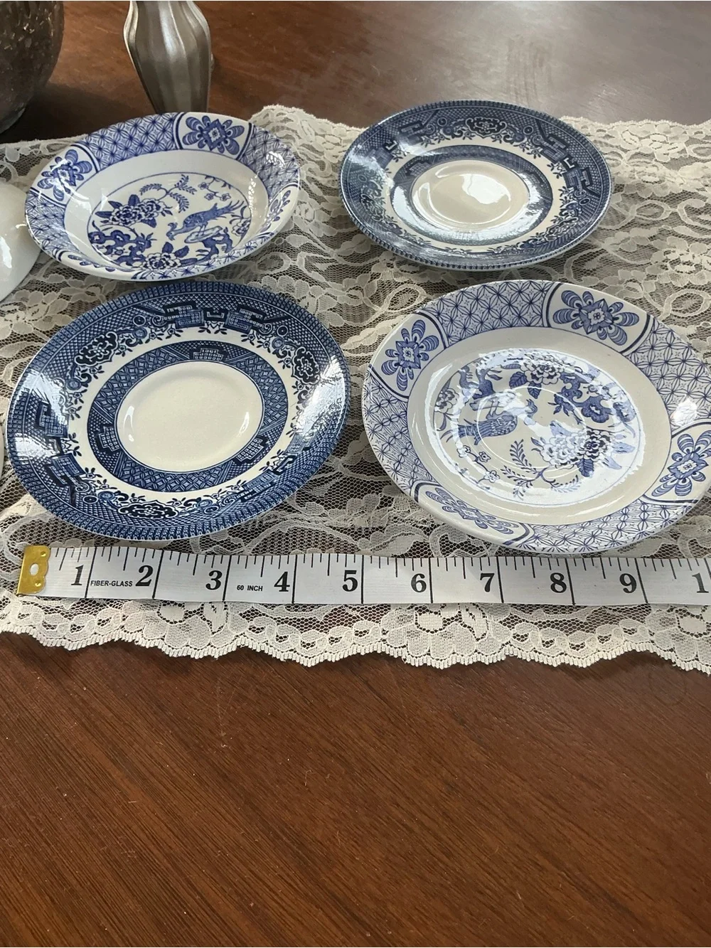 Churchill Staffordshire Mixed Lot Saucers Small Bowls Blue White Transferware